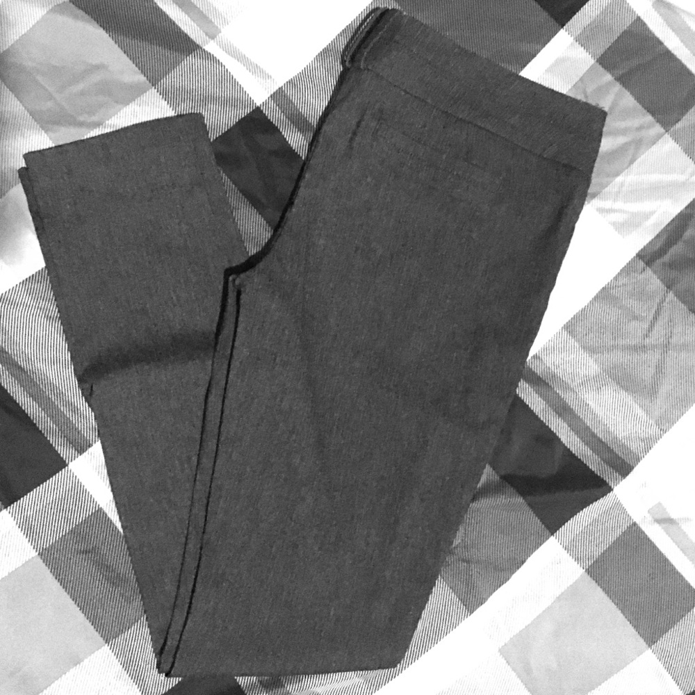 Gray work attire slacks.